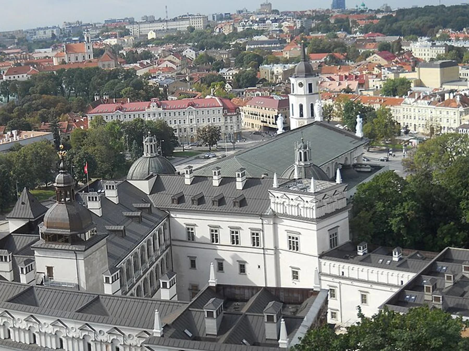 Rooftops of Vilnius old town with the cathedral and palace